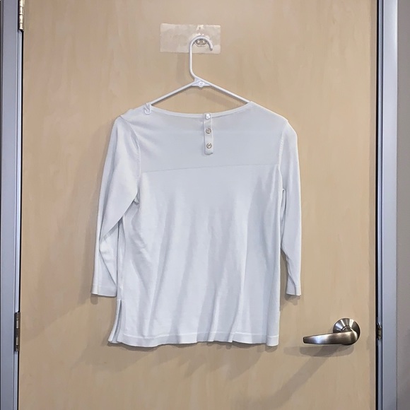 Talbots Cropped Sleeves White Sweater - Picture 2 of 5
